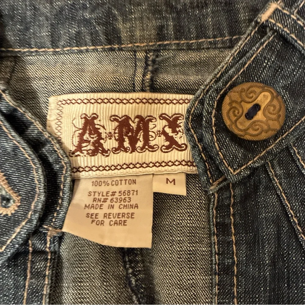 AMI Women's M Denim Jacket Nehru Peplum Waist - Picture 6 of 12